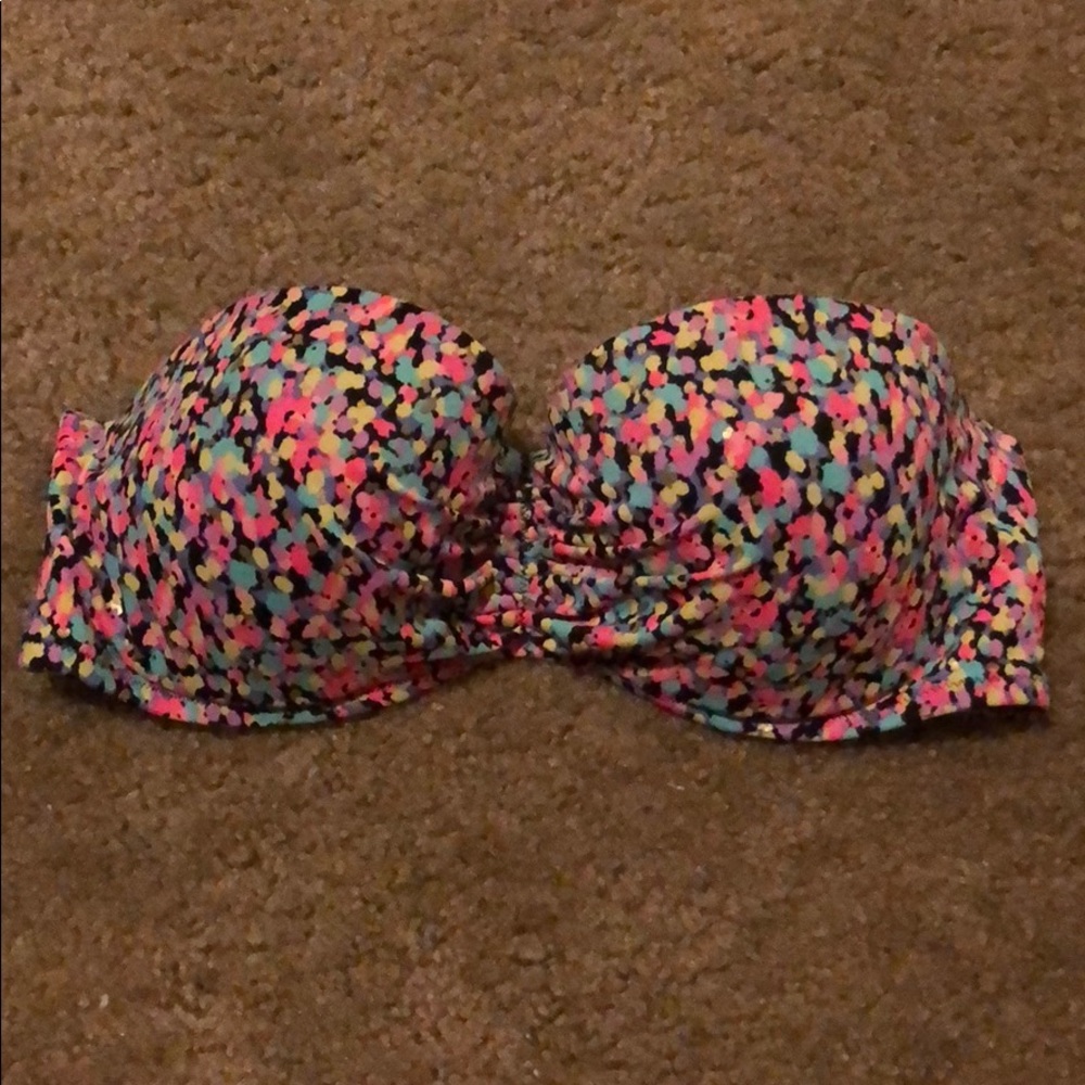 Multi colored strapless bikini top